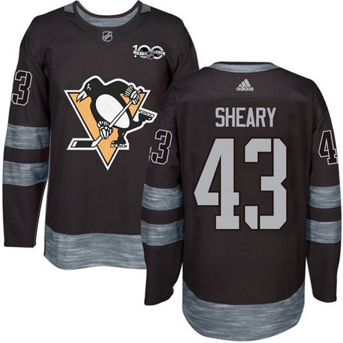 Adidas Penguins #43 Conor Sheary Black 1917-100th Anniversary Stitched NHL Jersey - Click Image to Close